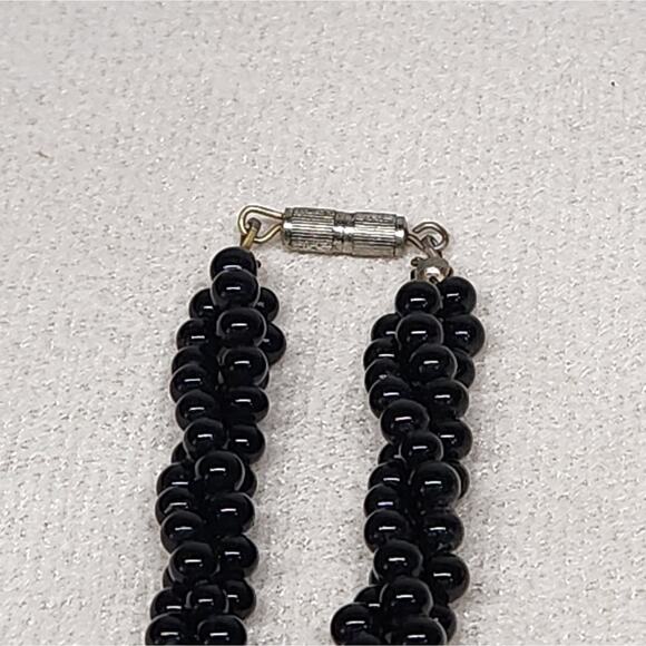 Black & White Twisted Beaded Necklace | Vintage Statement Piece - Picture 4 of 8